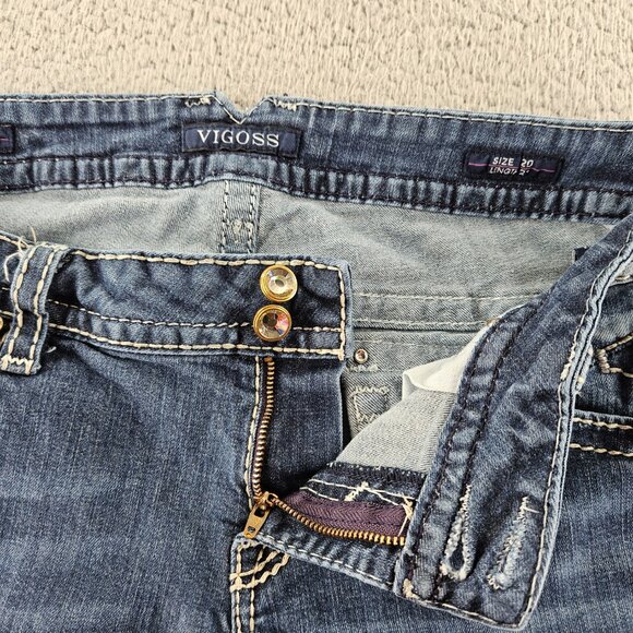 Vigoss Shorts Womens 20 (38x2) Blue Denim Cut Offs Jorts Embroidered - Picture 5 of 16